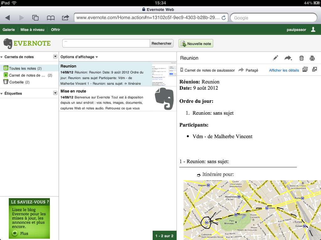 Export des notes sur Evernote