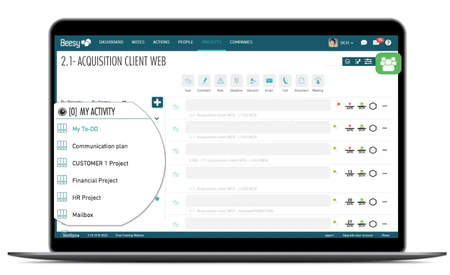 Manage actions and the progress of the team Manage actions and the progress of the team
