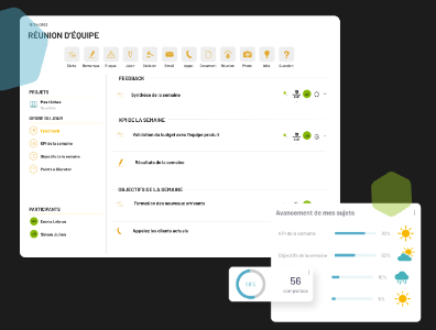 Smart assistant Beesy, with AI for managers and their teams - smart assistant TraTranscript de vos réunionsnscript de vos réunions