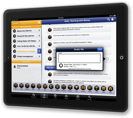 Beesy HD v1.3- integrates audio recording app
