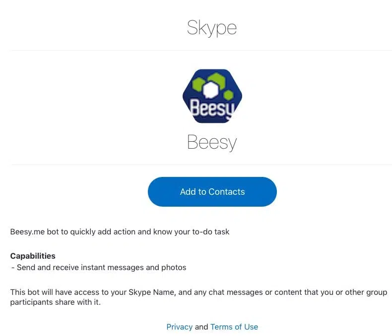 connexion bot skype 1 - chatbot beesy