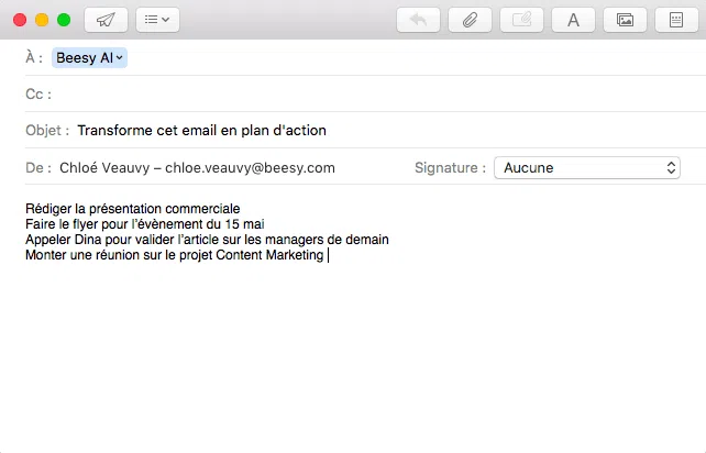 Gestion des tâches Beesy - des plans d'action en 1 clic