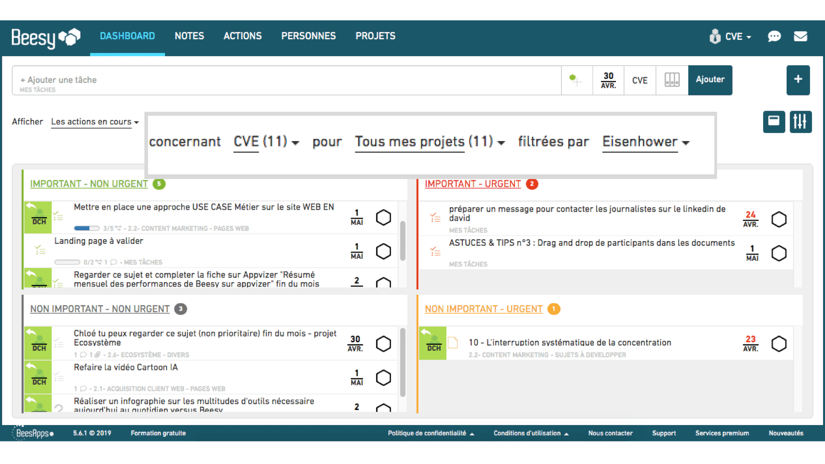 Dashboard Beesy gestion de projet Logiciel de gestion de projet Beesy