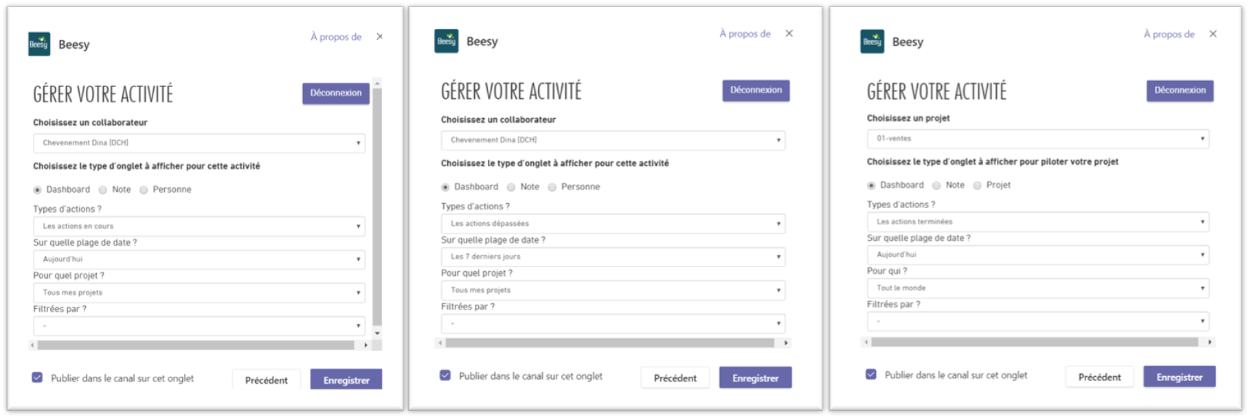 Configurez des tableaux de bord Beesy dans Microsoft Teams pour piloter votre collaborateur