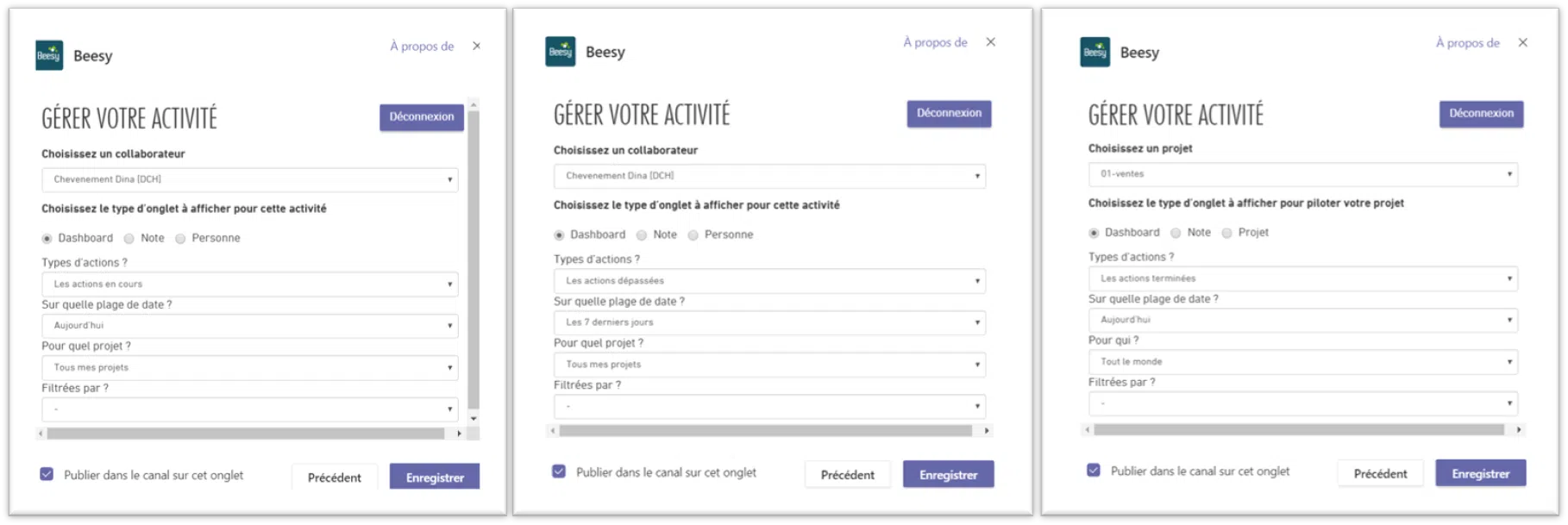 Configurez des tableaux de bord Beesy dans Microsoft Teams pour piloter votre collaborateur