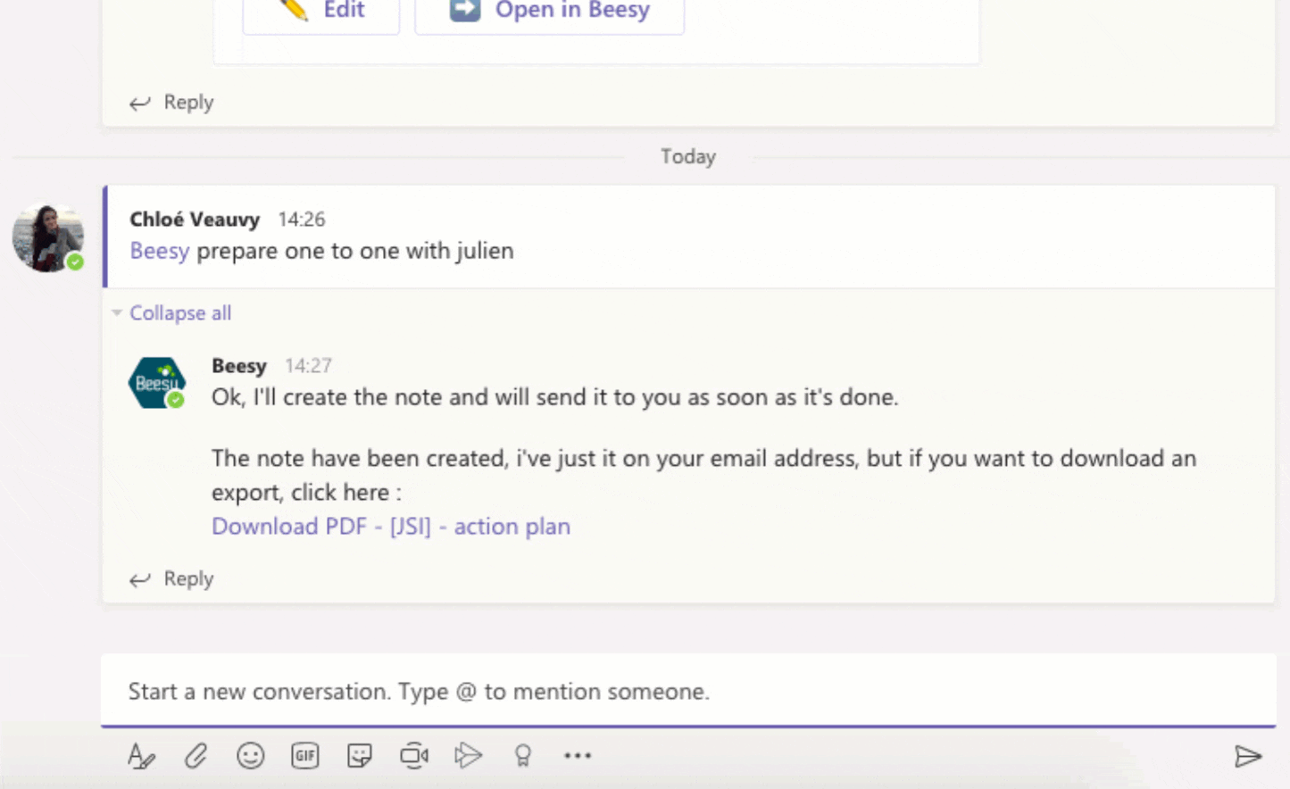 Smart Virtual assistant beesy - Artificial Intelligence to create task