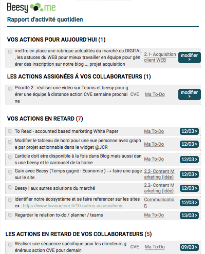 Rapport d'activité Journalier Rapport d'activité Journalier
