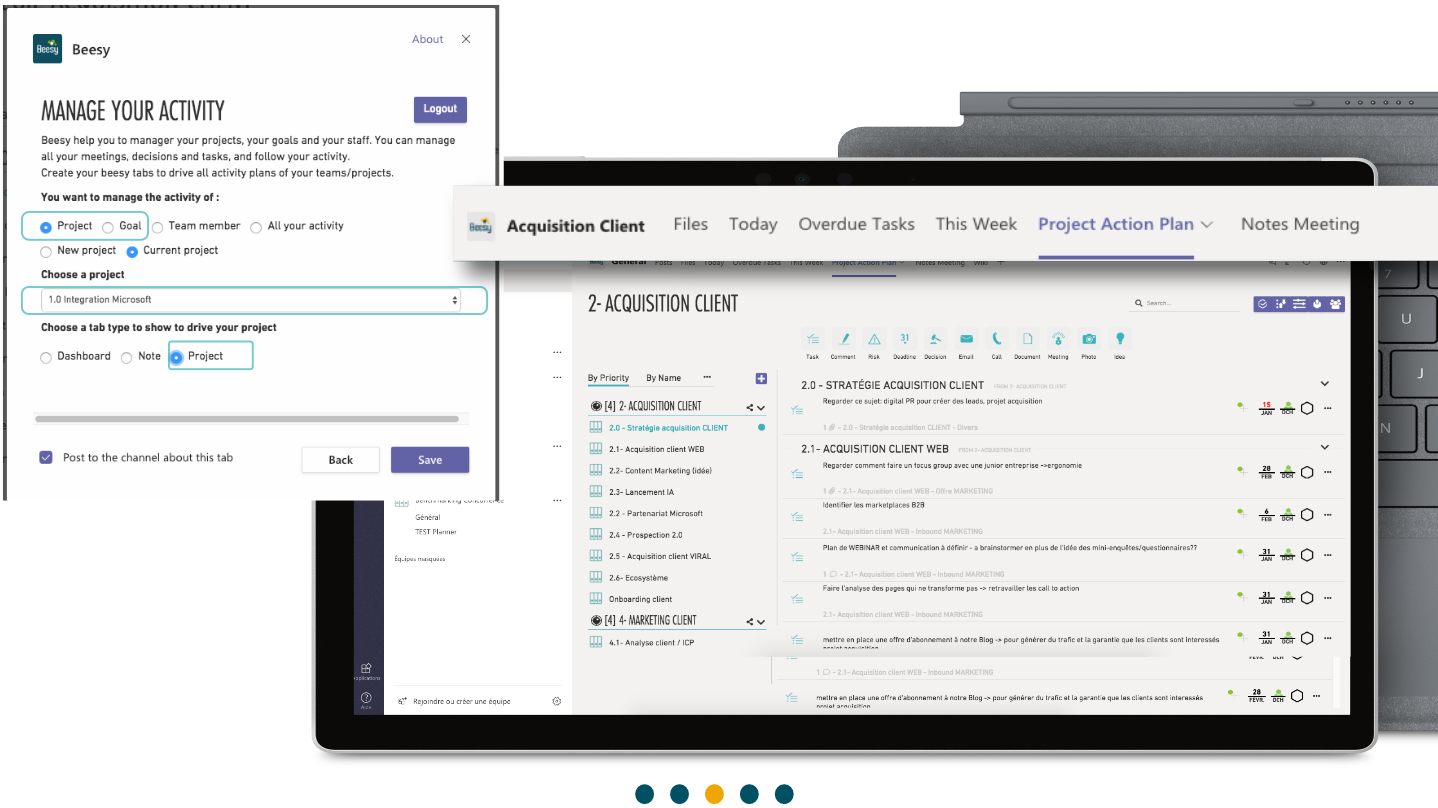 Gérer son activité dans Teams avec Beesy Gérer son activité dans Teams avec Beesy