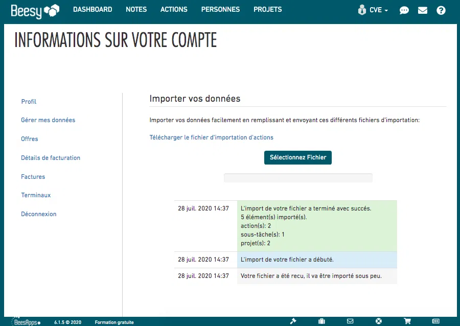 Importation des données