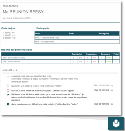 des comptes rendus de réunion Beesy