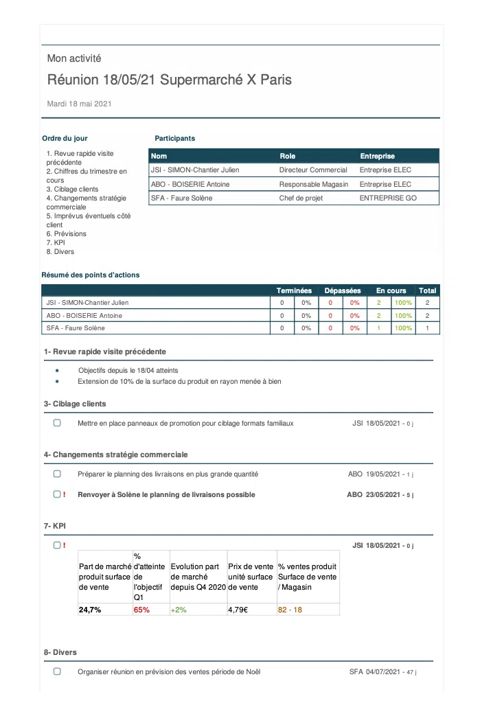 compte rendu réunion clients