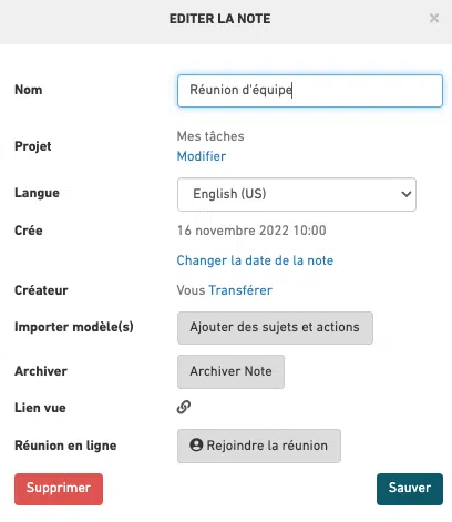 Démarrer directement votre réunion Teams depuis vos notes Beesy